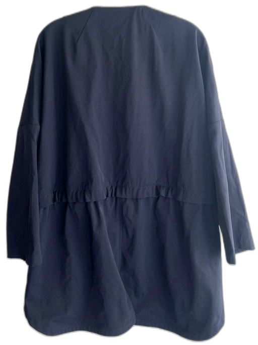 St. John Size L Black Nylon Blend Zip Front Drawstring Hip Length Jacket Black / L