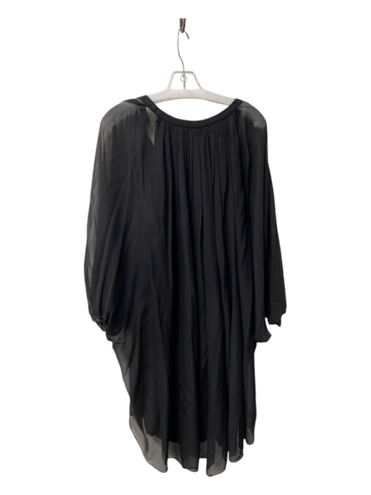 Diane Von Furstenberg Size 10 Black Silk V Neck Long Sleeve Sheer Overlay Dress Black / 10