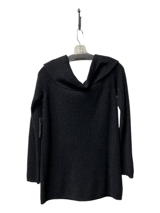 Worth Size M Black Wool Blend Off Shoulder Long Sleeve Tunic Style Sweater Black / M