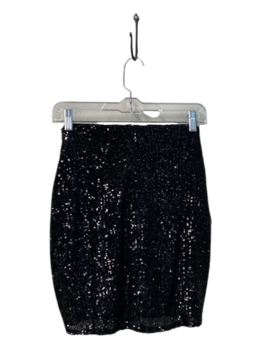 Show Me Your Mumu Size L Black Polyester Blend Tie Front Sequin Mini Skirt Black / L