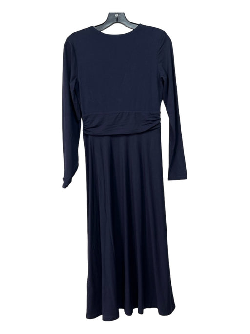 Boden Size 4P Navy Blue Viscose Blend V Neck Long Sleeve Midi Dress Navy Blue / 4P