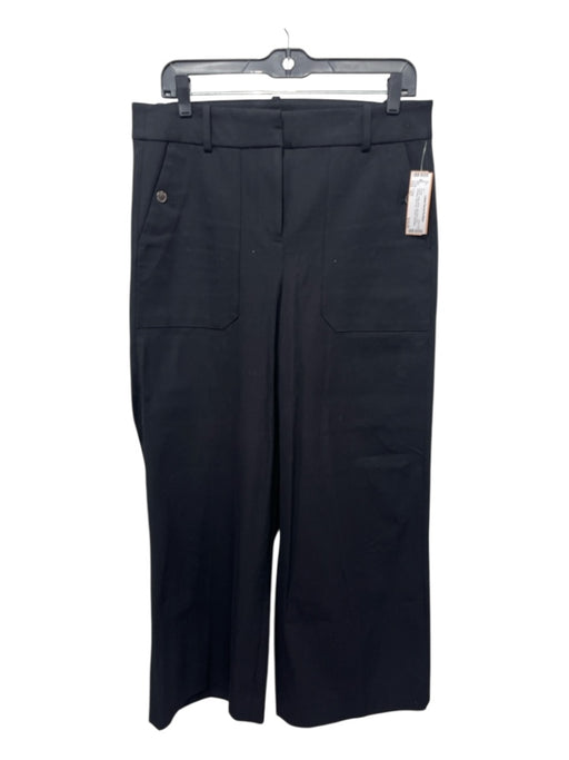 J Crew Size 10T Black Cotton Blend Mid Rise Front Pockets Wide Leg Trouser Pants Black / 10T