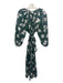 The Great Size 2 Green, Black, White Cotton Long puff sleeve Floral Midi Dress Green, Black, White / 2