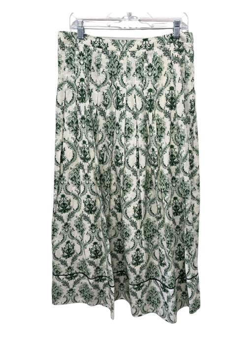 Mason's Daughter Size XL Green & White COTTON & LINEN Side Zip Paisley Skirt Green & White / XL