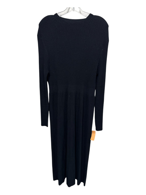 Ann Mashburn Size XL Black Viscose & Polyester Rib Knit Long Sleeve Maxi Dress Black / XL