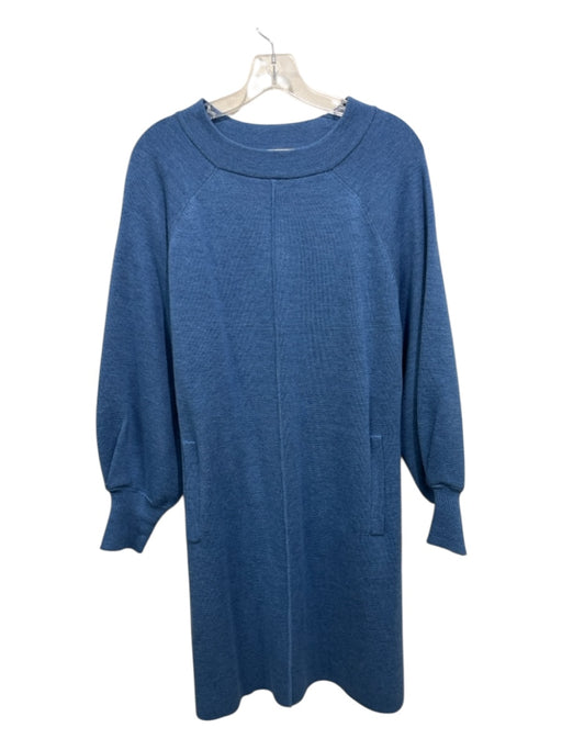 Ann Mashburn Size XL Cornflower Blue Merino Wool Rib Knit Long Sleeve Dress Cornflower Blue / XL