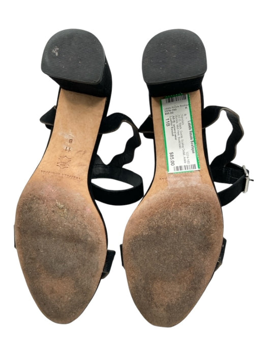 Loeffler Randall Shoe Size 11B Black Suede Scallop Detail Ankle Buckle Sandals Black / 11B