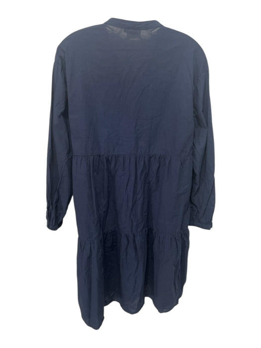 Hartford Size 2 Navy Cotton V Neck Long Cuff Sleeve Above knee Solid Dress Navy / 2