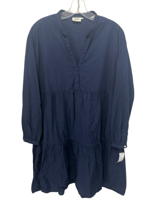 Hartford Size 2 Navy Cotton V Neck Long Cuff Sleeve Above knee Solid Dress Navy / 2
