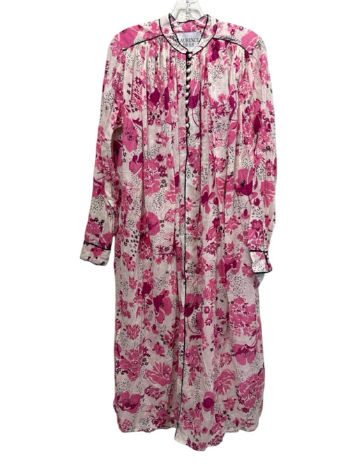 Laurence Bras Size 36 Pink, White, black Cotton Long Sleeve Floral Print Dress Pink, White, black / 36