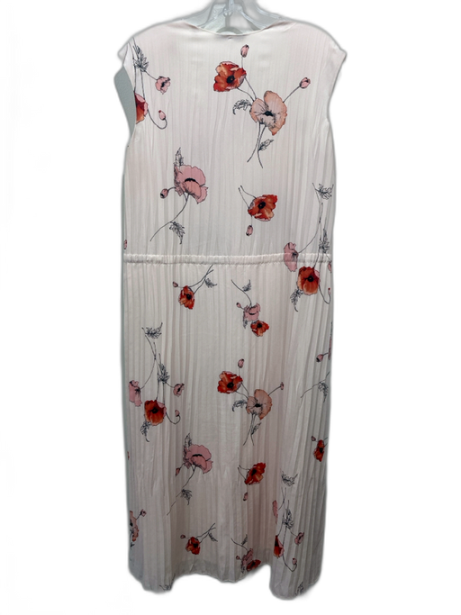 Vince Size M Peach, Orange & Black Polyester Sleeveless Floral Pleated Dress Peach, Orange & Black / M