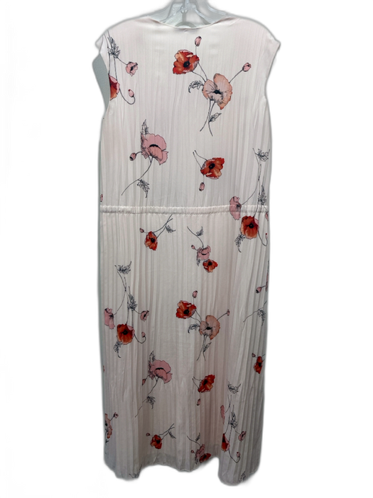 Vince Size M Peach, Orange & Black Polyester Sleeveless Floral Pleated Dress Peach, Orange & Black / M