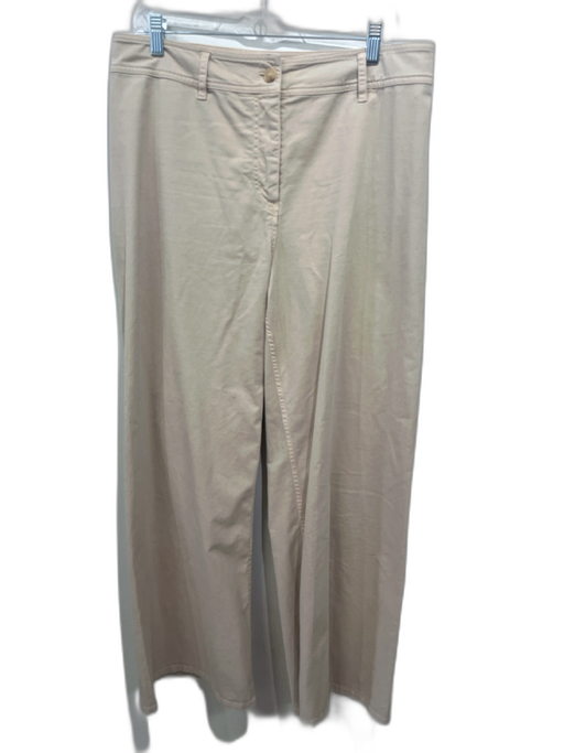 Nili Lotan Size 10 Khaki Cotton Blend Zip & Button High Rise Wide Leg Pants Khaki / 10
