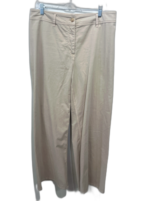 Nili Lotan Size 10 Khaki Cotton Blend Zip & Button High Rise Wide Leg Pants Khaki / 10