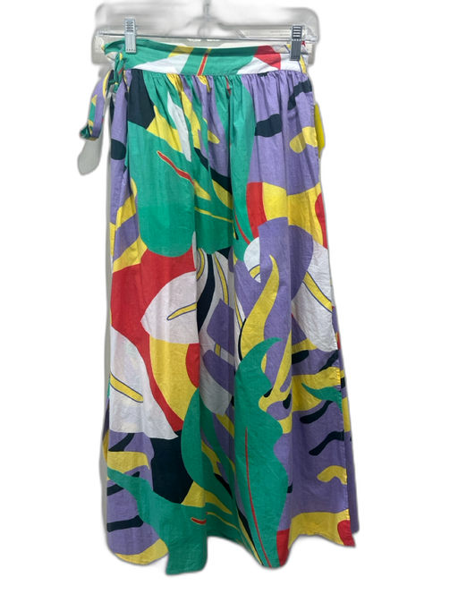 Mara Hoffman Size XL Green, Purple & Multi Organic Cotton Wrap pocket Maxi Skirt Green, Purple & Multi / XL
