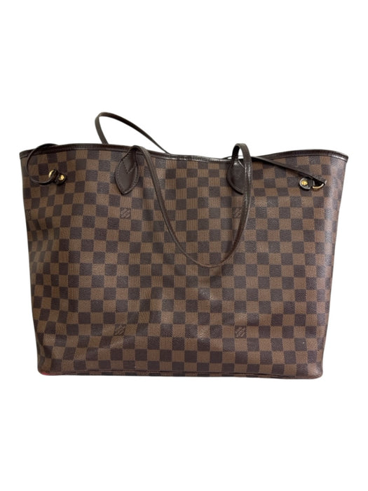 Louis Vuitton Brown & Tan Coated Canvas Leather trim Damier Side Ties Tote Bag Brown & Tan / M