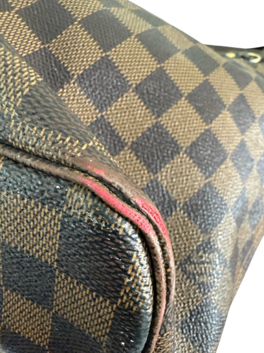 Louis Vuitton Brown & Tan Coated Canvas Leather trim Damier Side Ties Tote Bag Brown & Tan / M