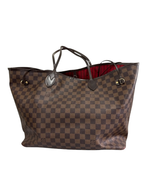 Louis Vuitton Brown & Tan Coated Canvas Leather trim Damier Side Ties Tote Bag Brown & Tan / M
