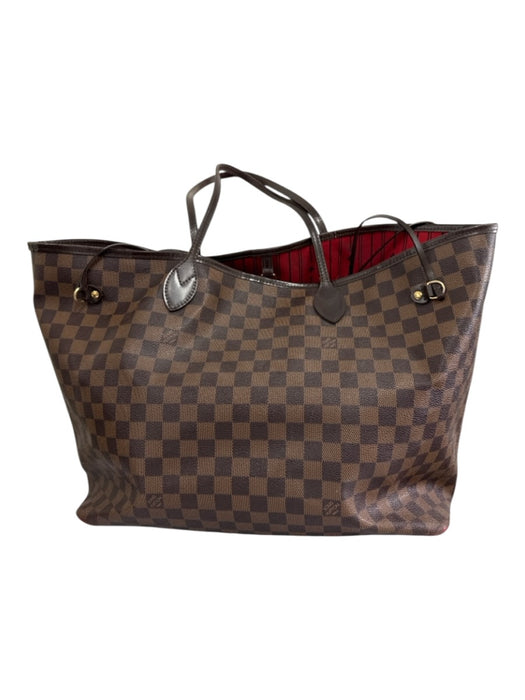 Louis Vuitton Brown & Tan Coated Canvas Leather trim Damier Side Ties Tote Bag Brown & Tan / M
