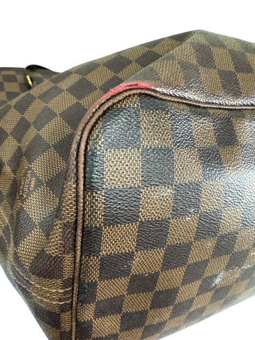 Louis Vuitton Brown & Tan Coated Canvas Leather trim Damier Side Ties Tote Bag Brown & Tan / M