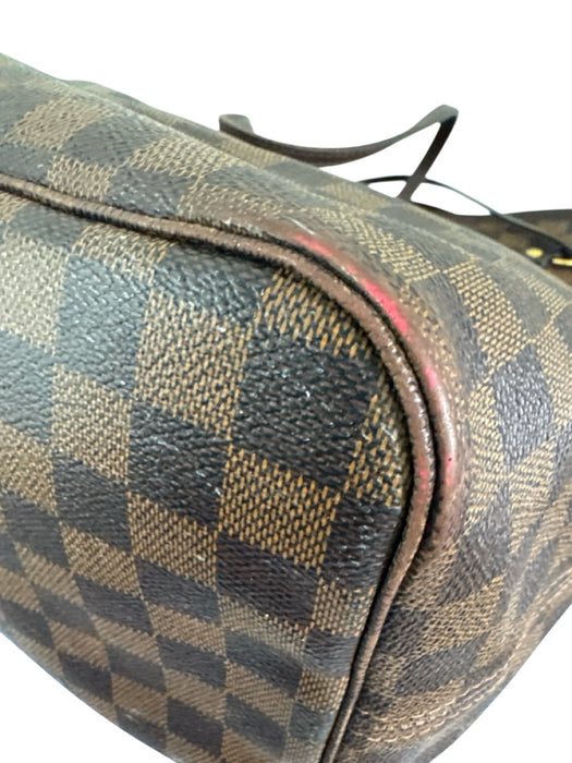 Louis Vuitton Brown & Tan Coated Canvas Leather trim Damier Side Ties Tote Bag Brown & Tan / M