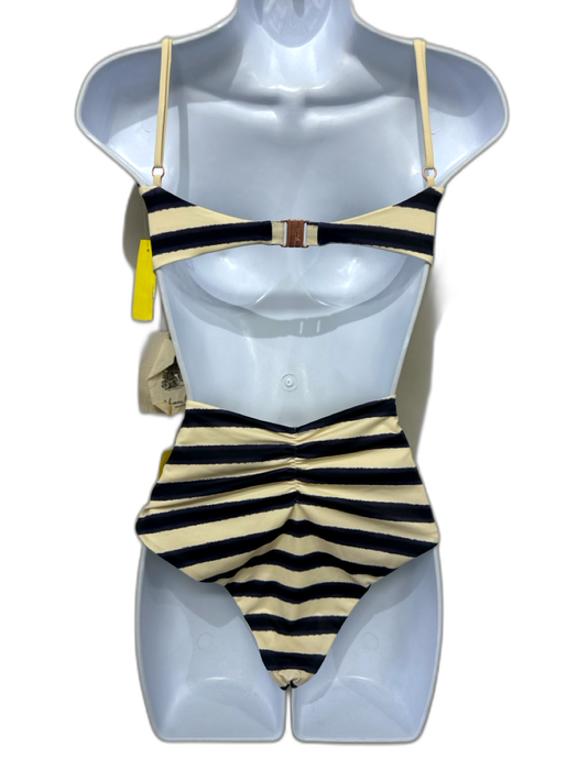 Johanna Ortiz Size M White & Black Polyamide & Elastane Striped Swimsuit White & Black / M