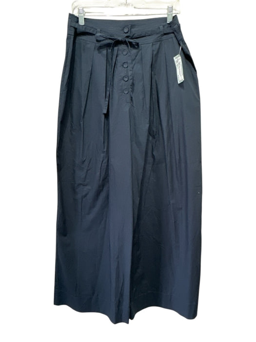 Ulla Johnson Size 10 Black Cotton High Waist Belt Inc Buttons Wide Leg Pants Black / 10