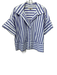 Banana Republic Size L White & Purple Cotton Striped Short Sleeve Collar Top White & Purple / L