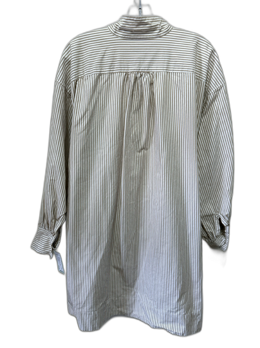 Ann Mashburn Size L Tan & White Cotton Stripe Long Sleeve Shift Dress Tan & White / L