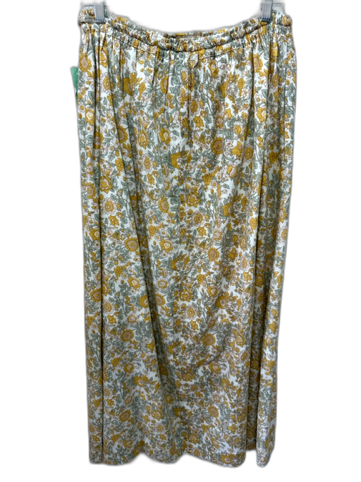 Mirth Size L Yellow & Green Cotton Floral Drawstring Waist Maxi Skirt Yellow & Green / L