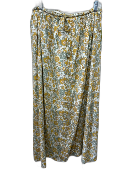 Mirth Size L Yellow & Green Cotton Floral Drawstring Waist Maxi Skirt Yellow & Green / L