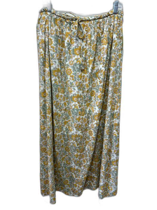Mirth Size L Yellow & Green Cotton Floral Drawstring Waist Maxi Skirt Yellow & Green / L