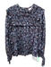 Sea New York Size L Navy, Blue, Purple Cotton Seersucker Flora & Fauna Top Navy, Blue, Purple / L
