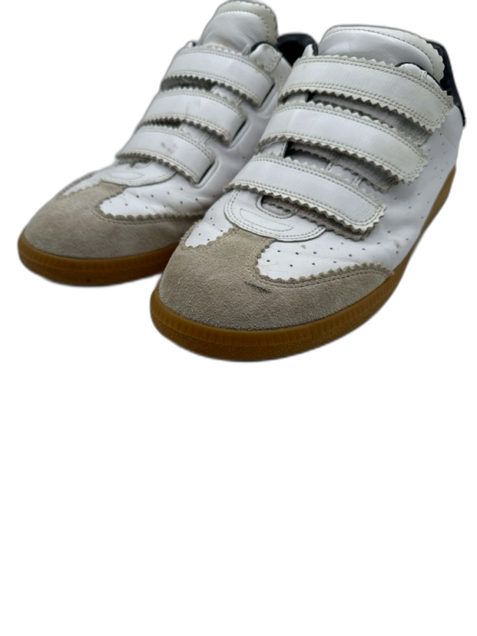 Isabel Marant Shoe Size 42 White, Beige, Tan Leather Gum sole Velcro Sneakers White, Beige, Tan / 42
