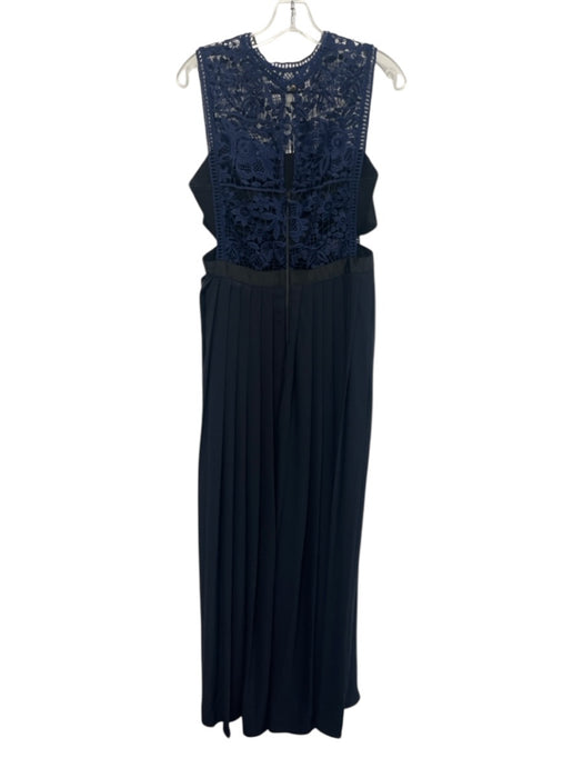 Self Portrait Size 10 Black & Navy Blue Polyester Sleeveless Back Zip Gown Black & Navy Blue / 10