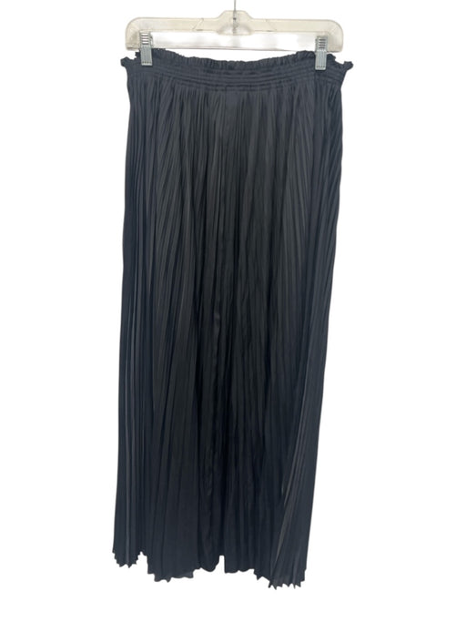 Ulla Johnson Size 10 Black Polyester Ruffle Trim Side Zip Pleated Maxi Skirt Black / 10