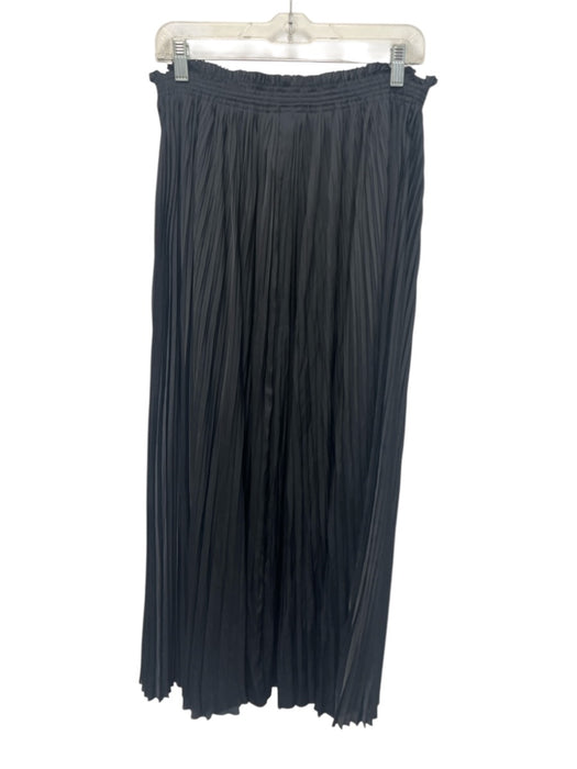 Ulla Johnson Size 10 Black Polyester Ruffle Trim Side Zip Pleated Maxi Skirt Black / 10
