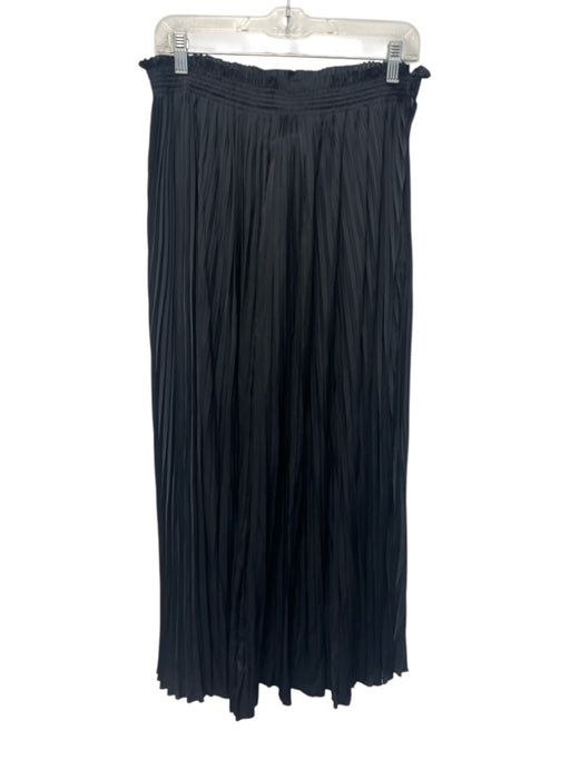 Ulla Johnson Size 10 Black Polyester Ruffle Trim Side Zip Pleated Maxi Skirt Black / 10