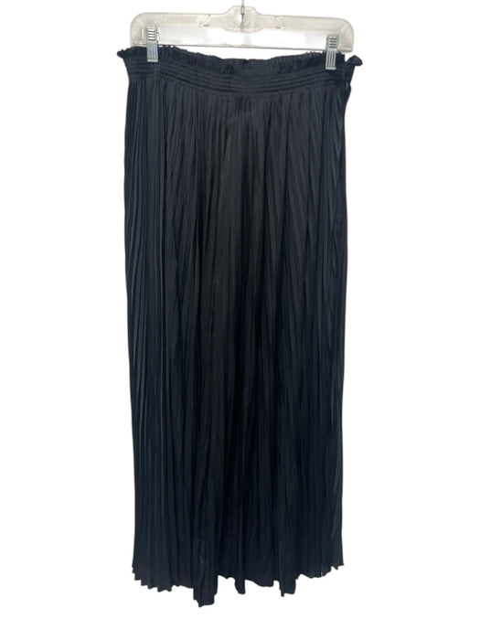 Ulla Johnson Size 10 Black Polyester Ruffle Trim Side Zip Pleated Maxi Skirt Black / 10