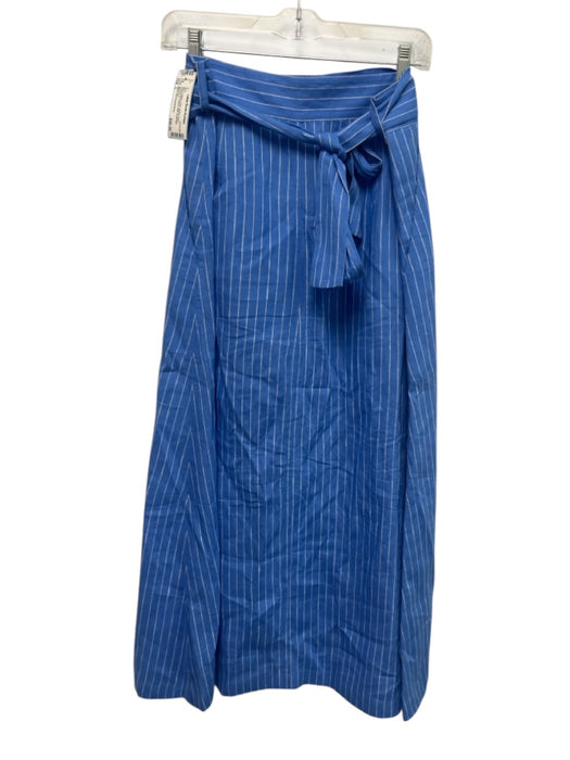 Diane Von Furstenberg Size L Blue & White Linen Button Down Midi Skirt Blue & White / L