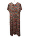 La Double J Size XL Pink, Green, & Multi Silk Scoop Neck Back Zip Dress Pink, Green, & Multi / XL