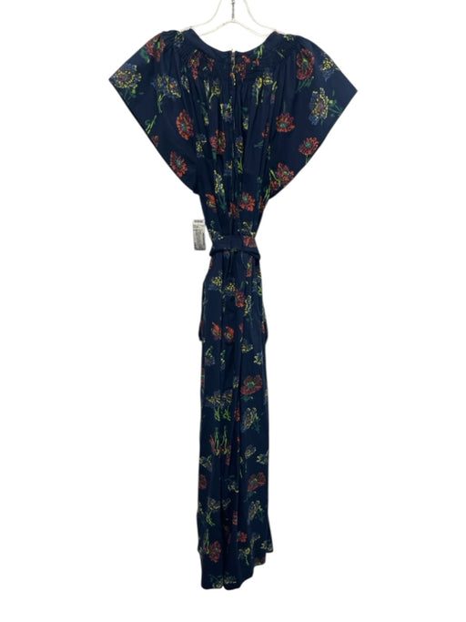 Ulla Johnson Size 8 Navy Blue, Orange, & Multi Cotton Back Zip Jumpsuit Navy Blue, Orange, & Multi / 8