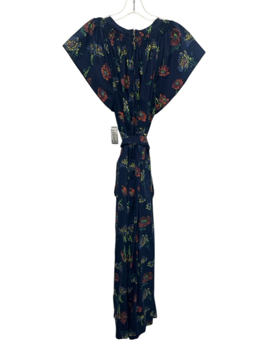 Ulla Johnson Size 8 Navy Blue, Orange, & Multi Cotton Back Zip Jumpsuit Navy Blue, Orange, & Multi / 8