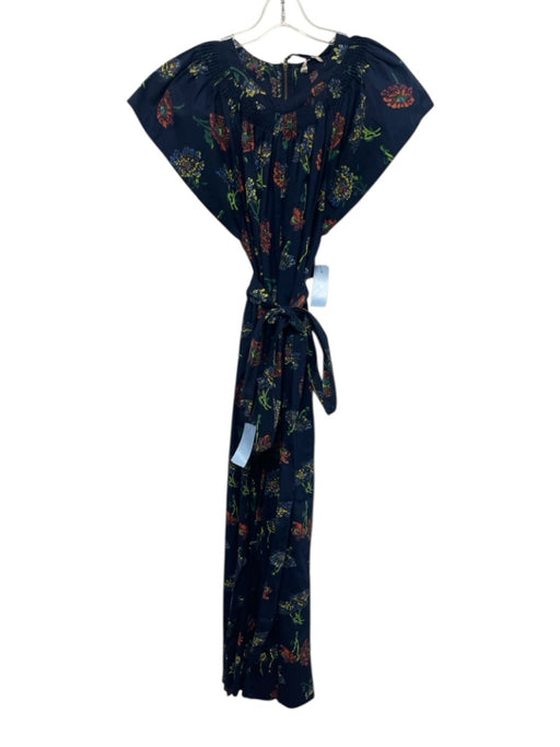 Ulla Johnson Size 8 Navy Blue, Orange, & Multi Cotton Back Zip Jumpsuit Navy Blue, Orange, & Multi / 8