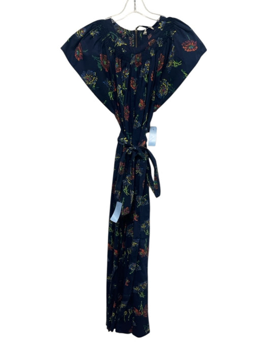 Ulla Johnson Size 8 Navy Blue, Orange, & Multi Cotton Back Zip Jumpsuit Navy Blue, Orange, & Multi / 8