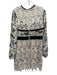 Self-Portrait Size 10 White, Black & Blue Polyester Scoop Neck Back Zip Dress White, Black & Blue / 10