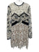 Self-Portrait Size 10 White, Black & Blue Polyester Scoop Neck Back Zip Dress White, Black & Blue / 10