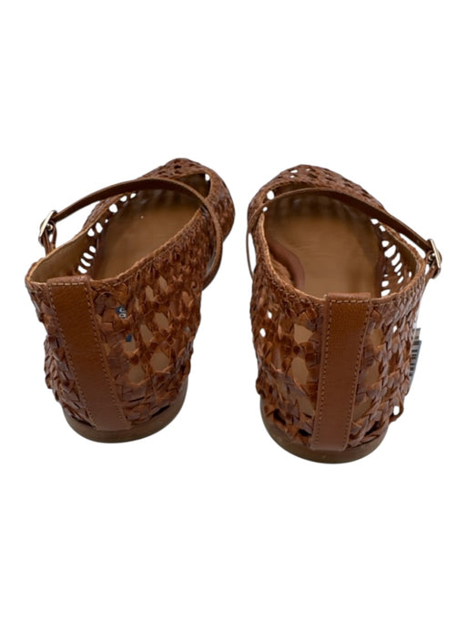 Margaux Shoe Size 43 Camel Brown Leather Woven Cutout Adjustable Strap Sandals Camel Brown / 43