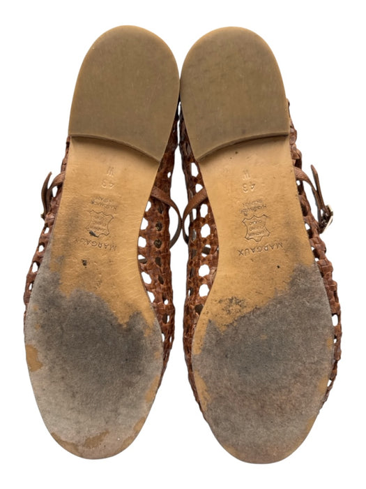 Margaux Shoe Size 43 Camel Brown Leather Woven Cutout Adjustable Strap Sandals Camel Brown / 43
