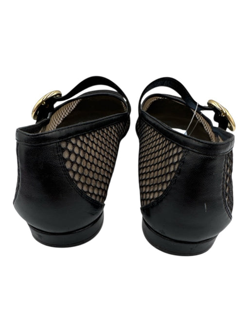 Stuart Weitzman Shoe Size 12 Black Leather & Mesh Fishnet Detail Mesh body Flats Black / 12